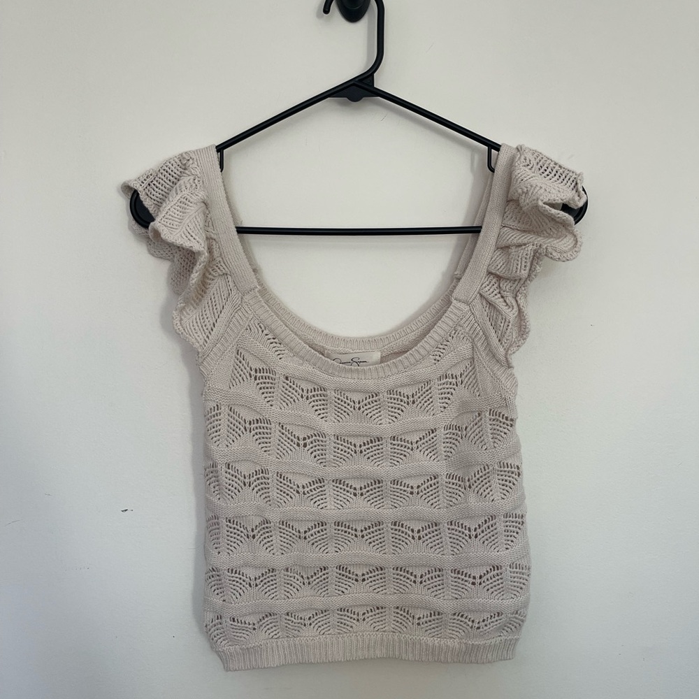 Cream Knit Ruffle Sleeve Top Jessica Simpson Size Small